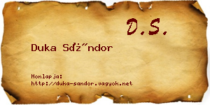Duka Sándor névjegykártya